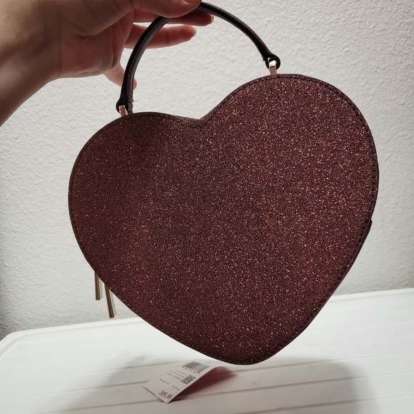 Kate Spade Heart-Shaped Glitter Bag - Raspberry - Picture 2 of 4